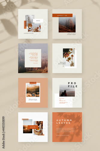Autumn color tone social media blog template vector 