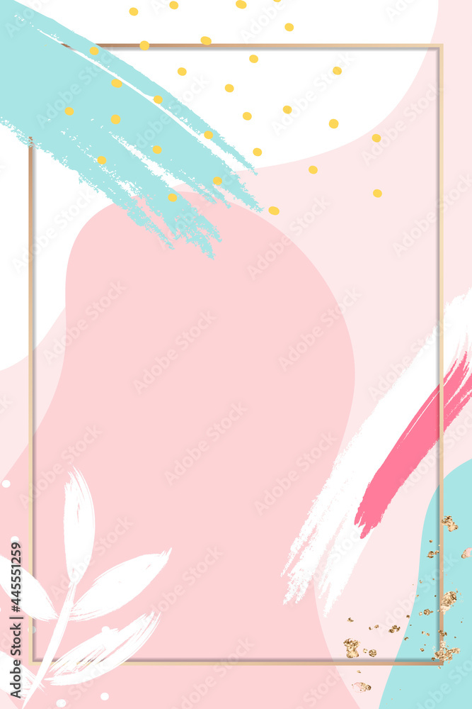 Golden rectangle leafy Memphis frame vector Golden rectangle leafy Memphis frame vector