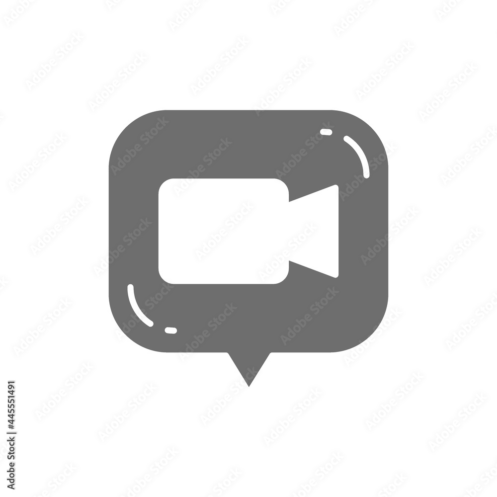 Vector video review, video message grey icon. Vector video review, video message grey icon.