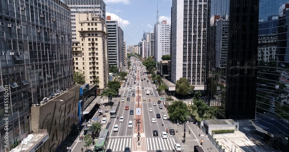 Aerial view of Avenida Paulista (Paulista avenue) in Sao Paulo city,  Brazil. Stock Photo