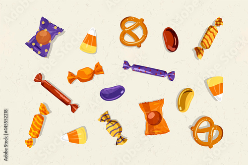 Candy elements set on beige background vector