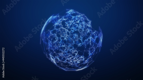 Blue Plexus Sphere Wire-frame Technology Background