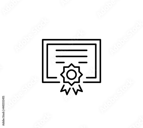 Vector diploma icon. Graduation, license, certificate. Pixel perfect, editable stroke.