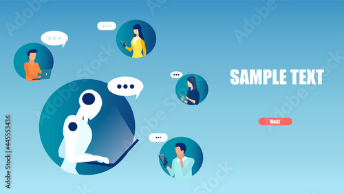 Vector of people chatting with chatbot an online robot assistant