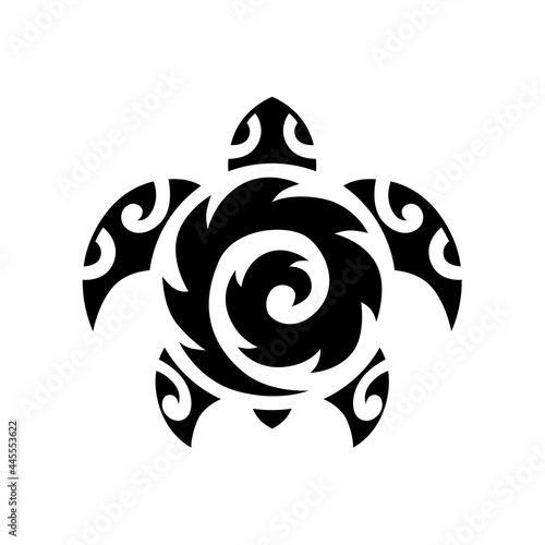 Sea turtle in the Maori style. Tattoo sketch or logo	
