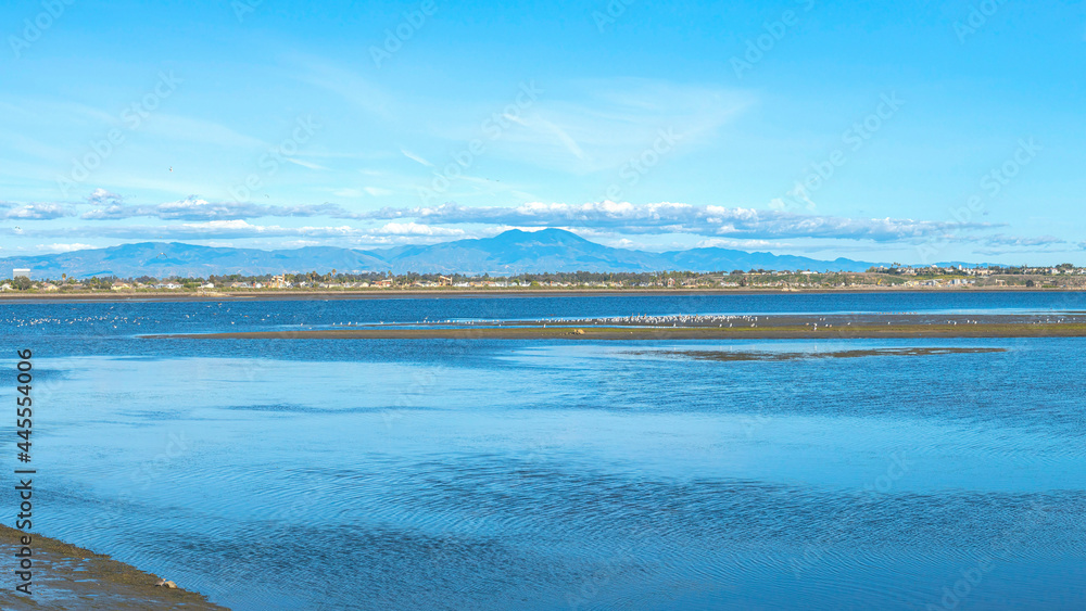 Pano Panoramic view of water of the Bolsa Chica Reserve at California