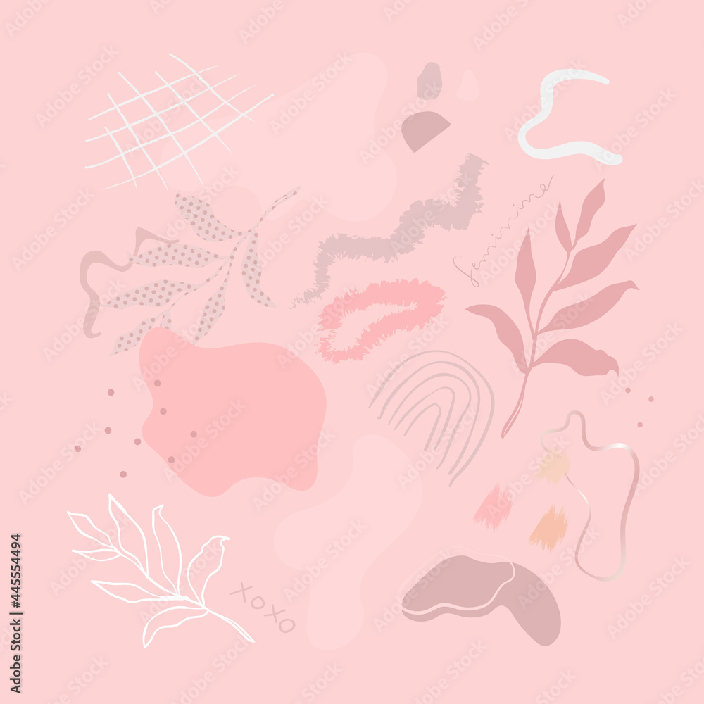 Pink organic shape set vector Pink organic shape set vector