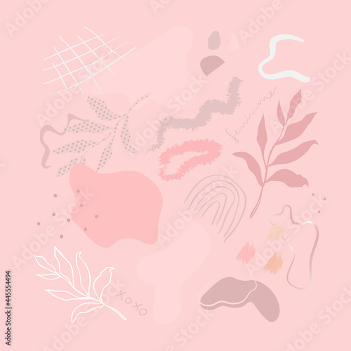 Pink organic shape set vector