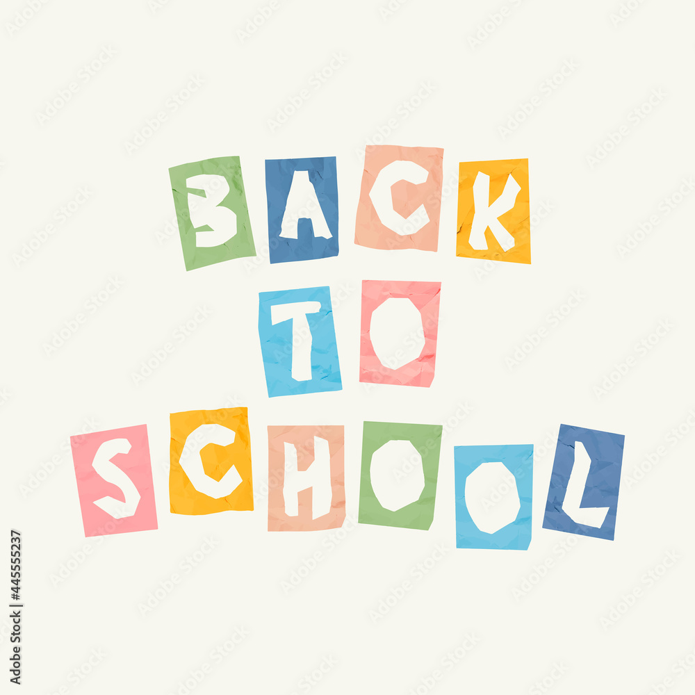 Vector BACK TO SCHOOL paper cut word typography font Vector BACK TO SCHOOL paper cut word typography font