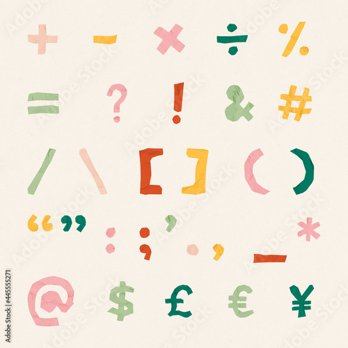 Punctuation marks vector doodle typography set