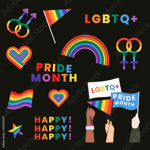 Pride month LGBTQ vector element set