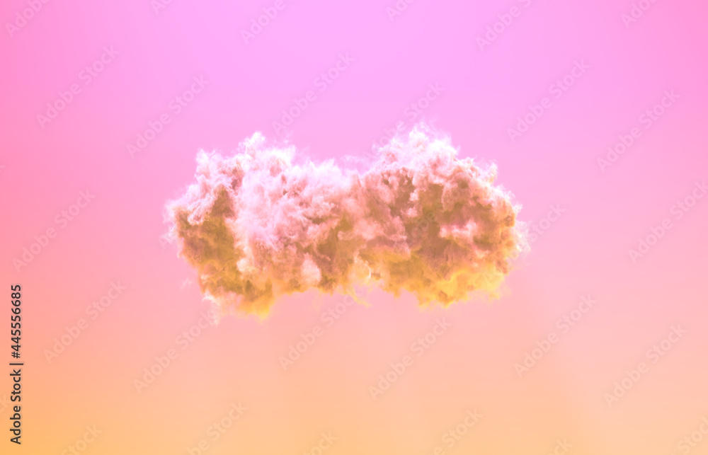 Fototapeta premium one nice large cloud at sunrise - creative nature 3D illustration