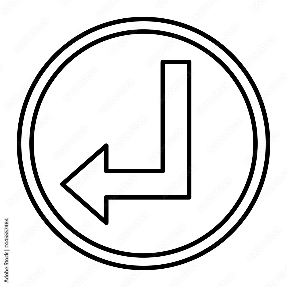 Vector Down Left Outline Icon Design