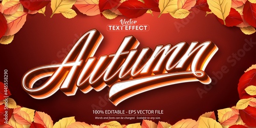 Autumn text, autumn style editable text effect on autumn leaves and textured background