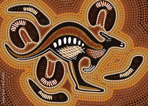 Aboriginal vector artwork with kangaroo