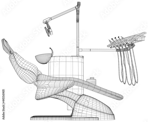 Dental chair. EPS10 format. Wire-frame Vector created of 3d.