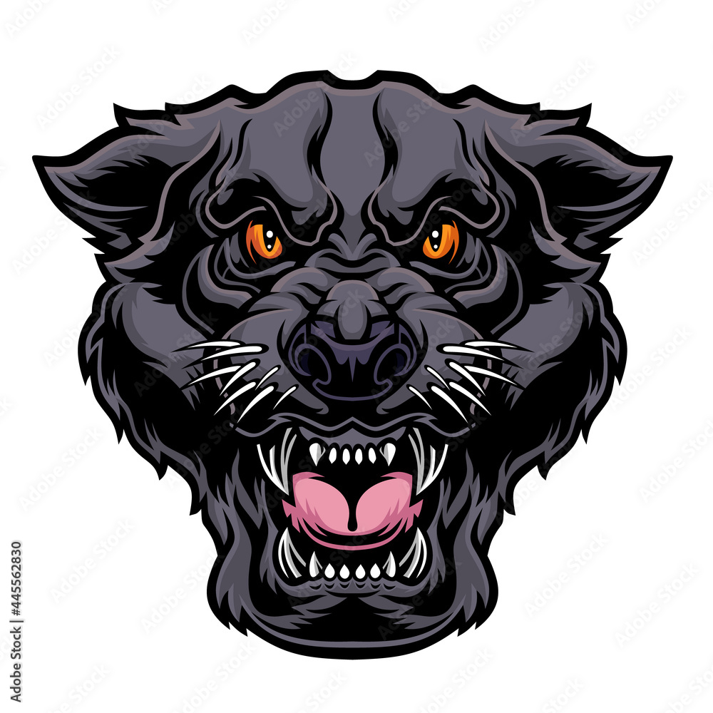 Angry panther head.	
