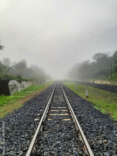 railroad in fog