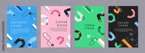Set of abstract geometric memphis templates. Universal cover Designs for Annual Report, Brochures, Flyers, Presentations, Leaflet, Magazine.	