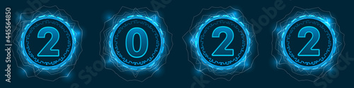 New 2022 Year. Header Light Background. Future Technology HUD Elements