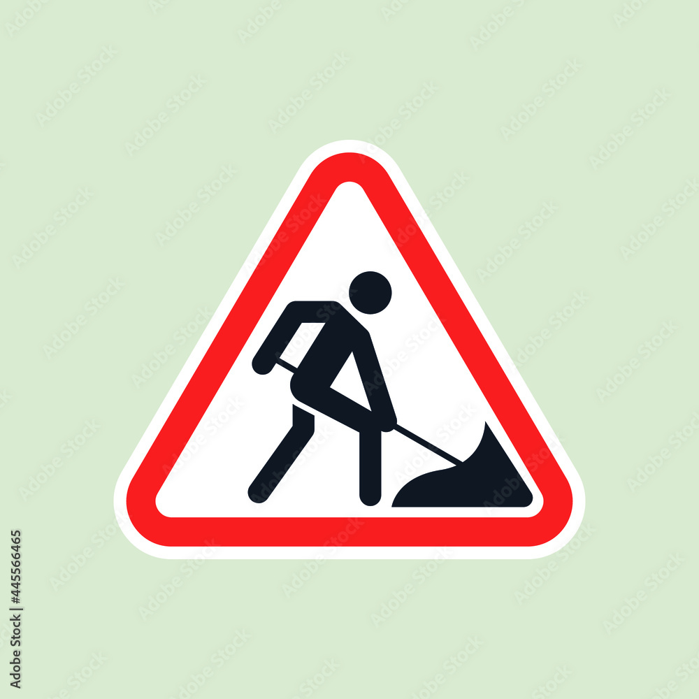 Road Work Sign on Gray Background. Modern Flat Vector Illustration. Social Media Template. Road Work Sign on Gray Background. Modern Flat Vector Illustration. Social Media Template.
