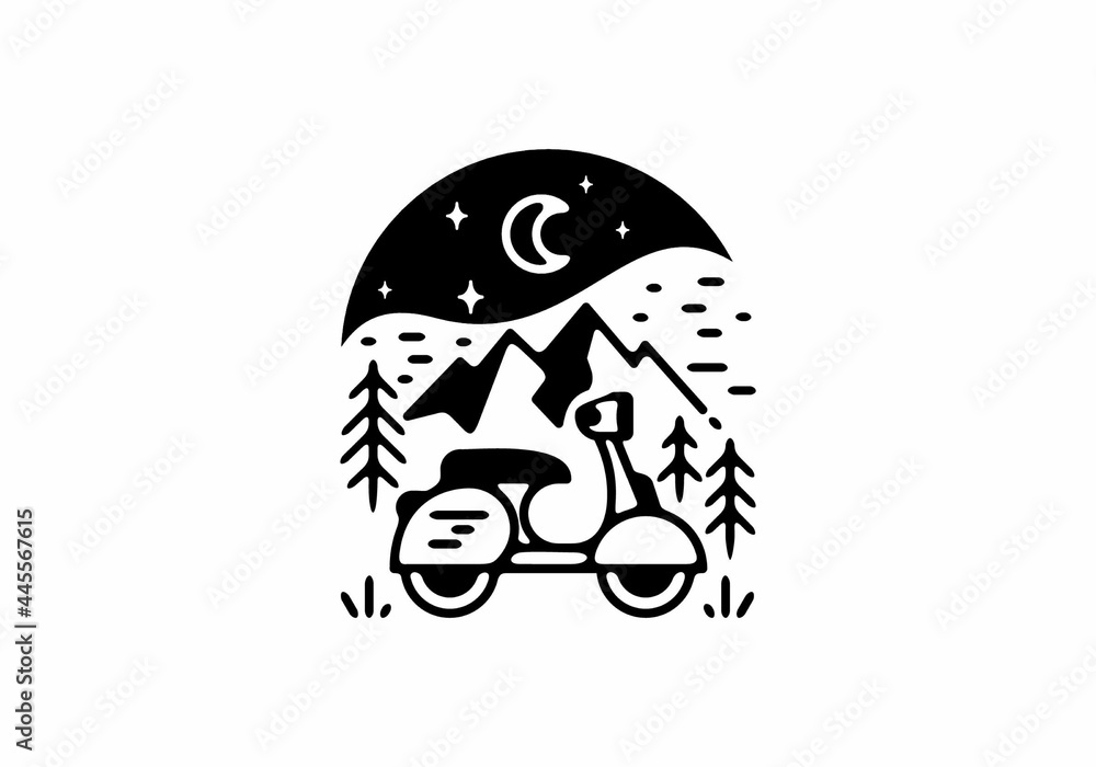 Night scooter line art illustration Night scooter line art illustration