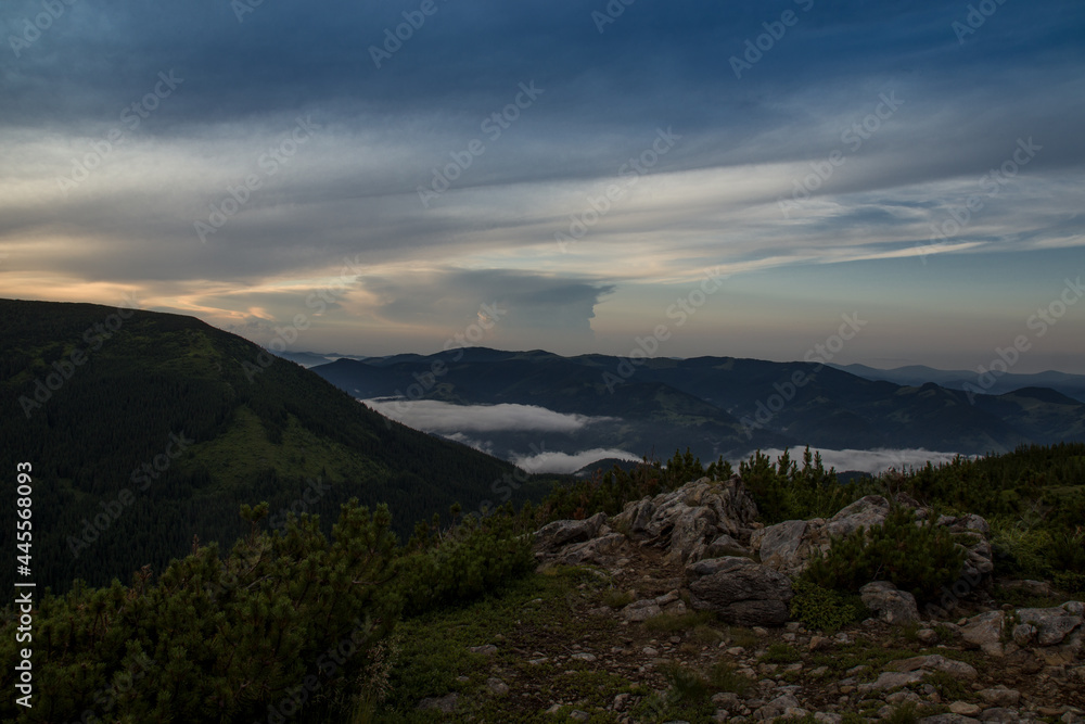 sunset in the Carpathian mountains sunset in the Carpathian mountains