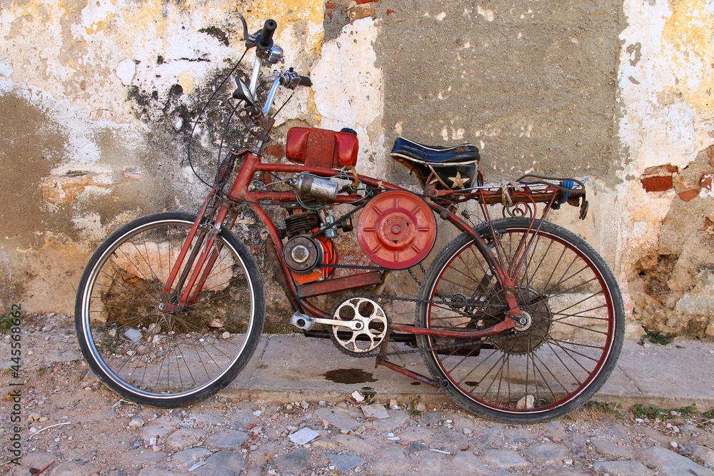 Custom modified bicycle with motor engine