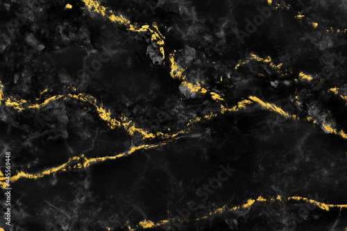 Black marble stone natural pattern texture with gold line background and use for interiors tile wallpaper luxury design © vensto