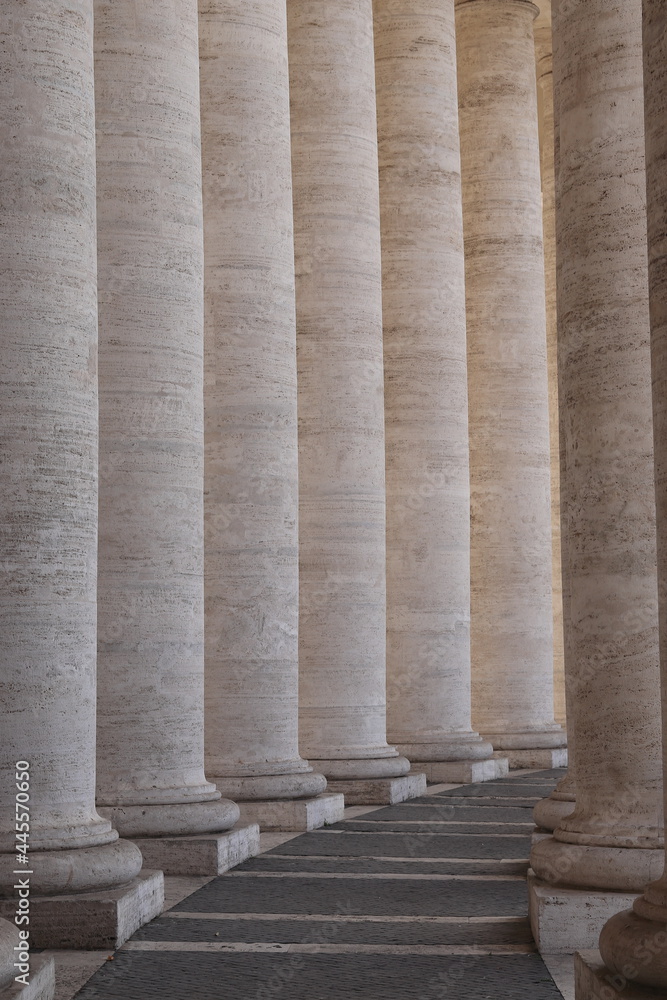 St Peter's Square Colonnade Detail in Rome, Italy