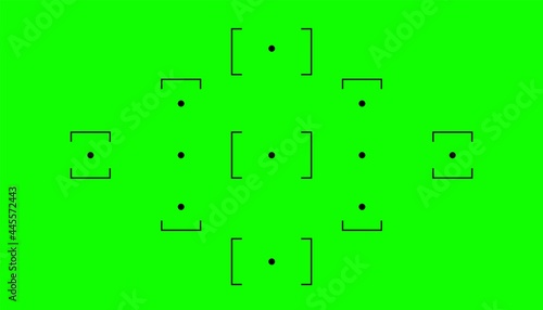 Green screen with VFX motion tracking markers Chroma key VFX motion tracking markers Art design green screen backdrop template Abstract concept video footage replacement Creative vector illustration