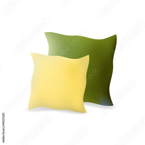 Two pillows of different sizes and different colors on a white background.