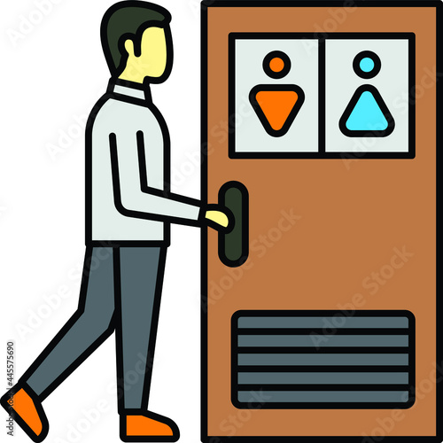 person going to lavatory Concept, Boy goes to the toilet Vector Color Icon Design, Everyday life Symbol, Daily Routine life Sign, Activities of daily living Stock illustration