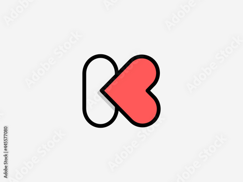 Letter k logo, letter k and love logo, cute letter k logo