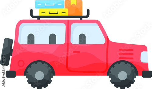Off-roading Concept, riding a vehicle on unsurfaced roads Vector Icon Design, Travel and Tourism Symbol, Holiday and Vacation Sign, Discovery and exploration Stock illustration