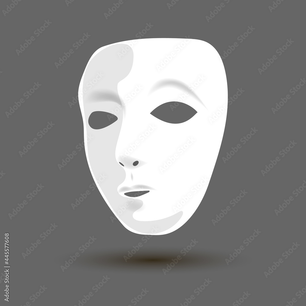 Theater masks. White theater mask. Vector illustration. Vector art.