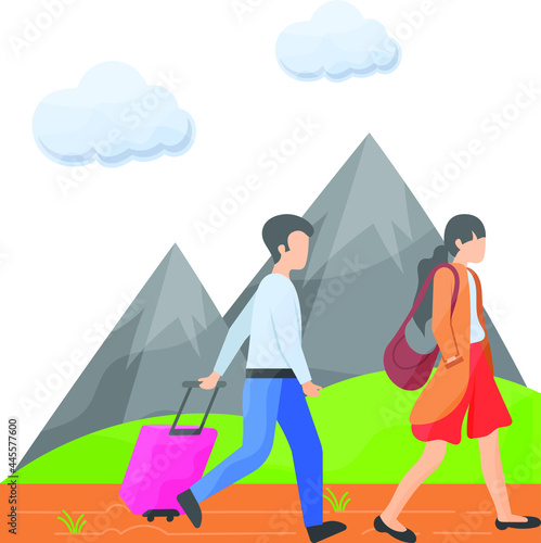 travelling on foot Concept, spending weekend in hill station Vector Icon Design, Travel and Tourism Symbol, Holiday and Vacation Sign, Discovery and exploration Stock illustration