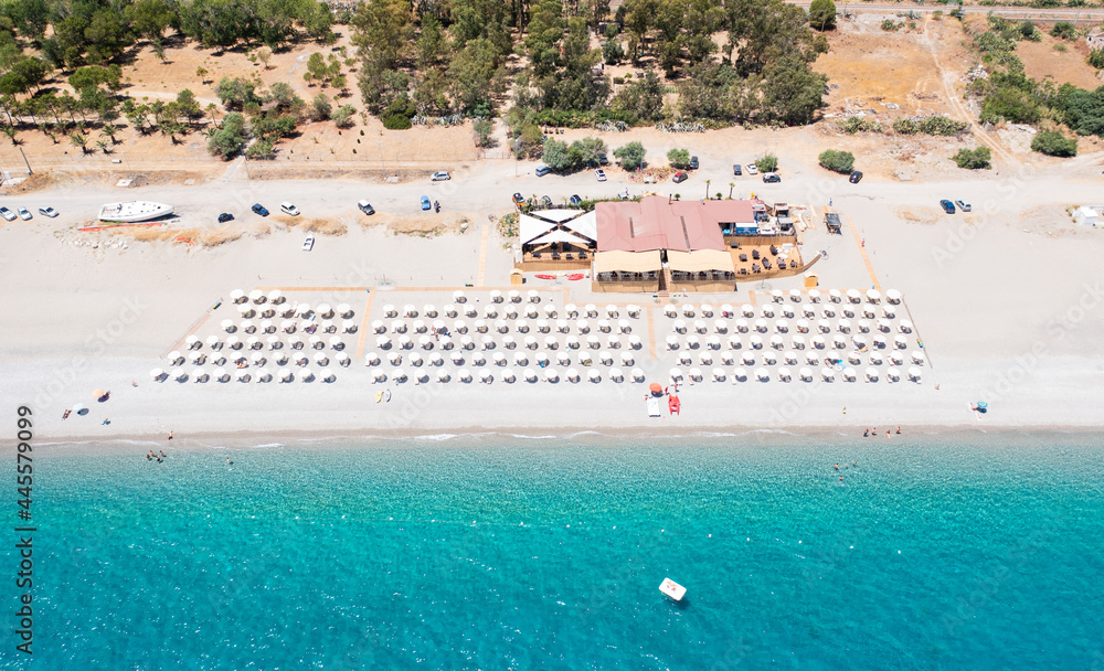 Aerial view of Locri costline on summer
