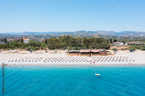 Aerial view of Locri costline on summer