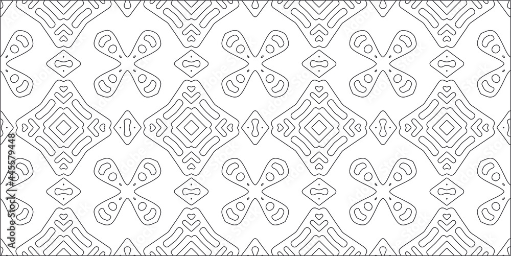  Vector geometric pattern. Repeating elements stylish background abstract ornament for wallpapers and backgrounds. Black and white pattern.