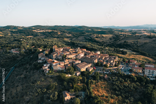 Aerial view of old town of Montemerano, Tuscany, Italy. © francescosgura