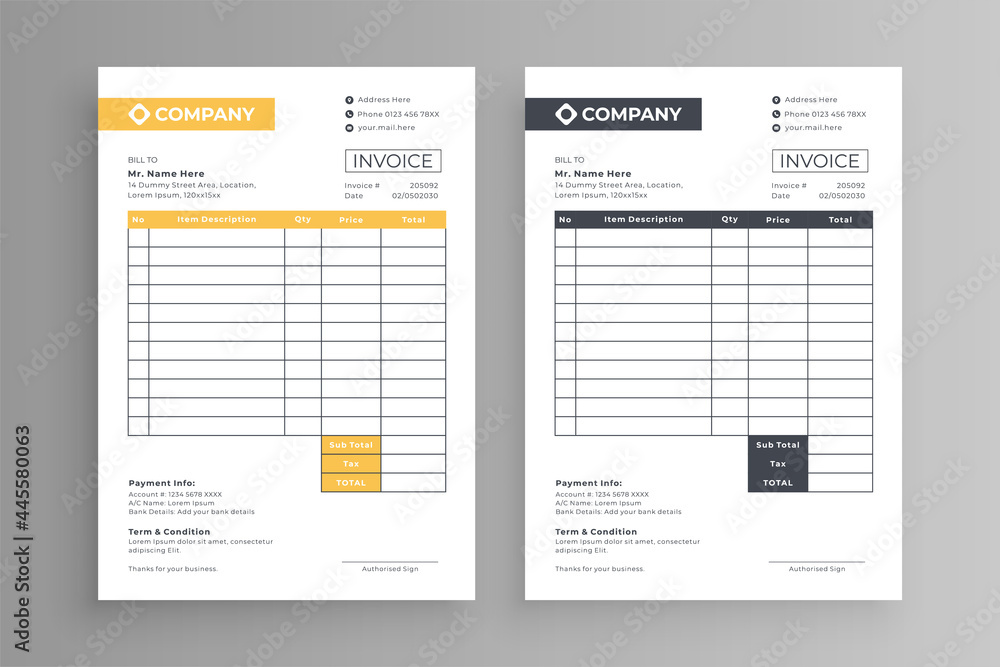 Obraz premium Invoice template design