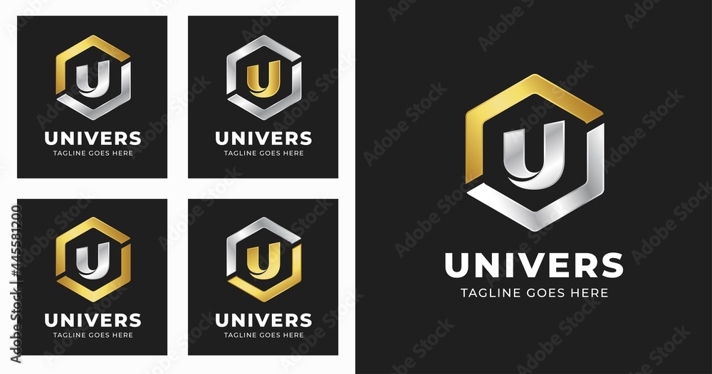 Letter U logo design template with geometric shape style Letter U logo design template with geometric shape style