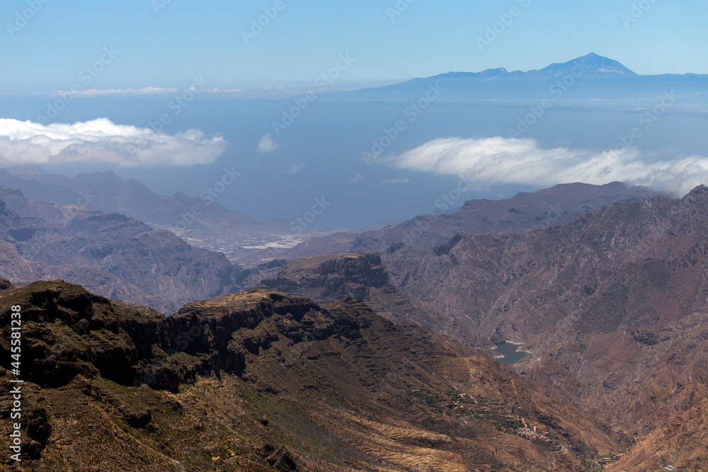 Mountains of Gran Canaria view from the rocks of Roque Nublo Mountains of Gran Canaria view from the rocks of Roque Nublo