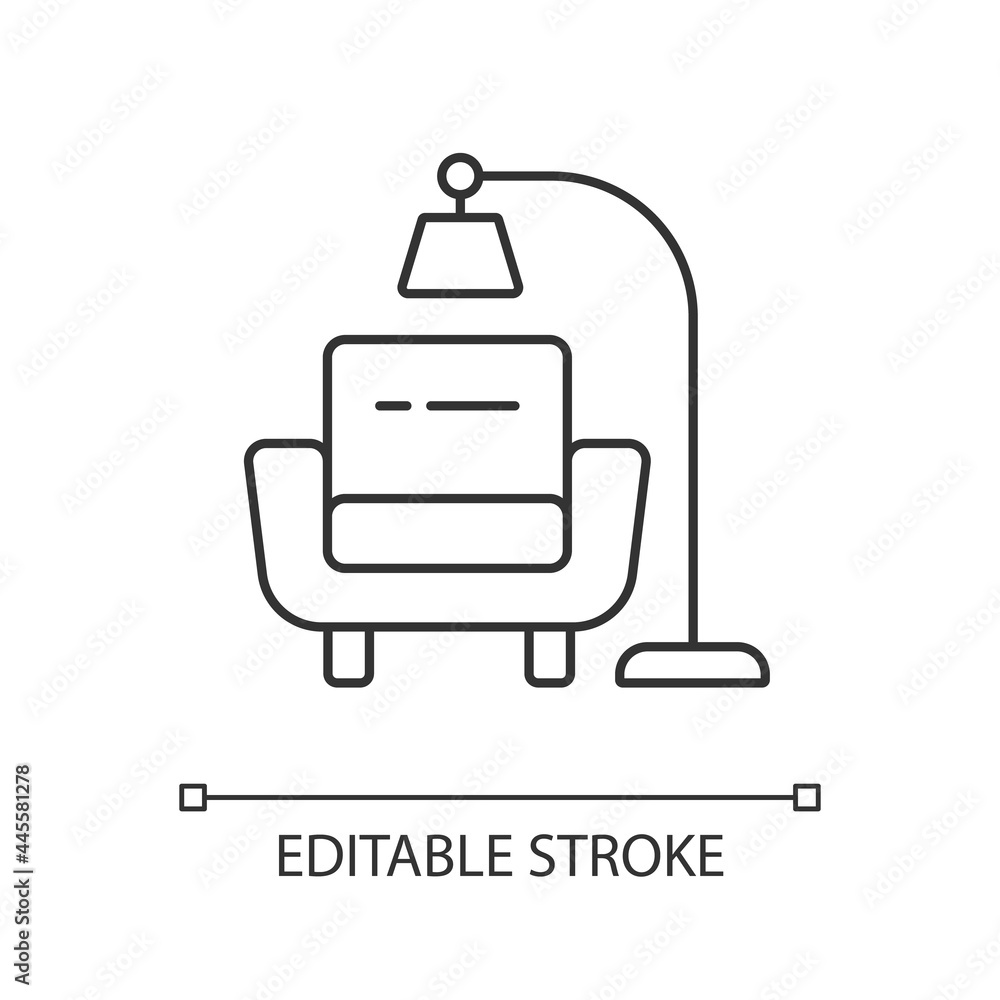 Minimalism linear icon. Minimalist living room. Choosing things with meaning. Clean lines. Thin line customizable illustration. Contour symbol. Vector isolated outline drawing. Editable stroke Minimalism linear icon. Minimalist living room. Choosing things with meaning. Clean lines. Thin line customizable illustration. Contour symbol. Vector isolated outline drawing. Editable stroke