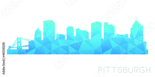 Pittsburgh  PA  USA Low Poly Skyline Clip Art City Design. Geometric Polygon Graphic Horizon Icon. Vector Illustration Symbol.
