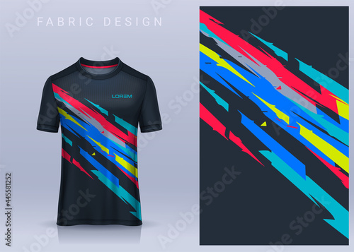 Fabric textile design for Sport t-shirt, Soccer jersey mockup for football club. uniform front view.