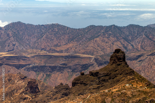 Roque Bentayga in Gran Canaria view from the rocks of Roque Nublo
