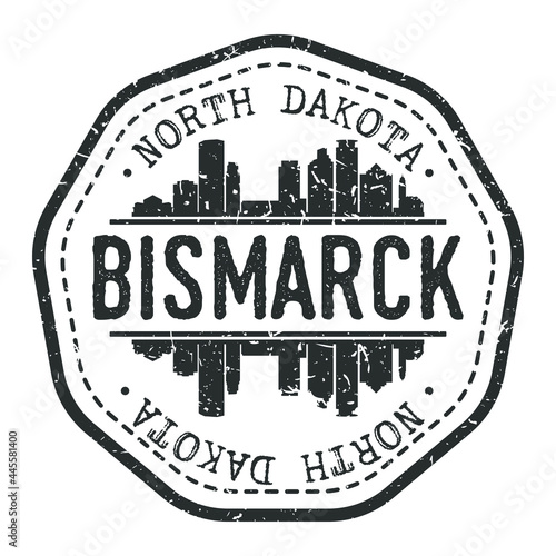 Fototapet Bismarck, ND, USA Stamp Skyline Postmark