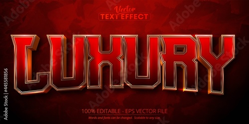 Luxury text, shiny gold editable text effect on dark red textured background